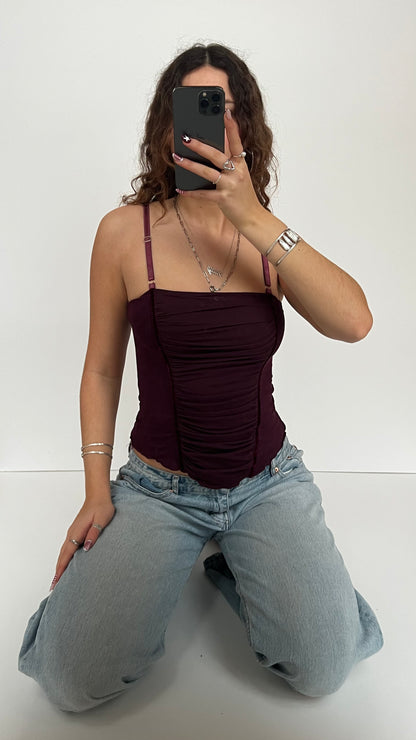 00s burgundy mesh cami- size M