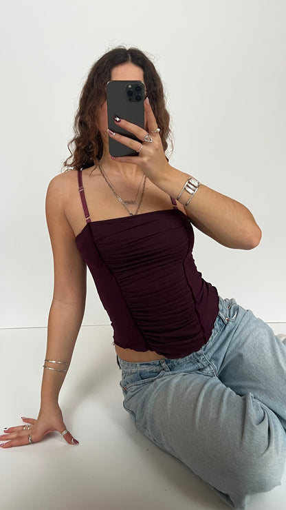 00s burgundy mesh cami- size M
