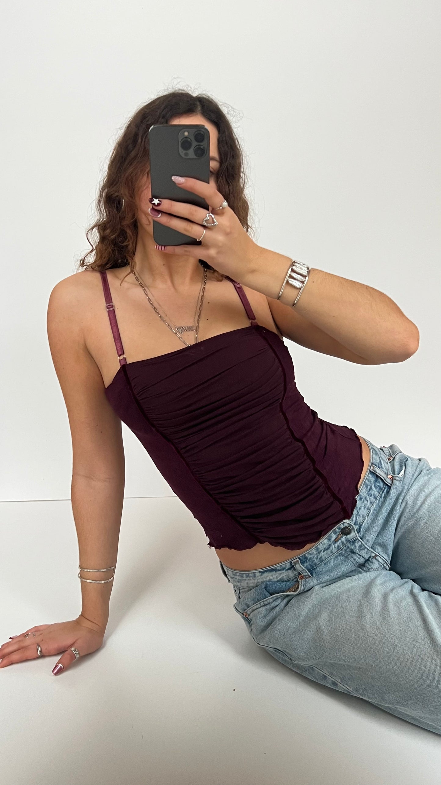 00s burgundy mesh cami- size M
