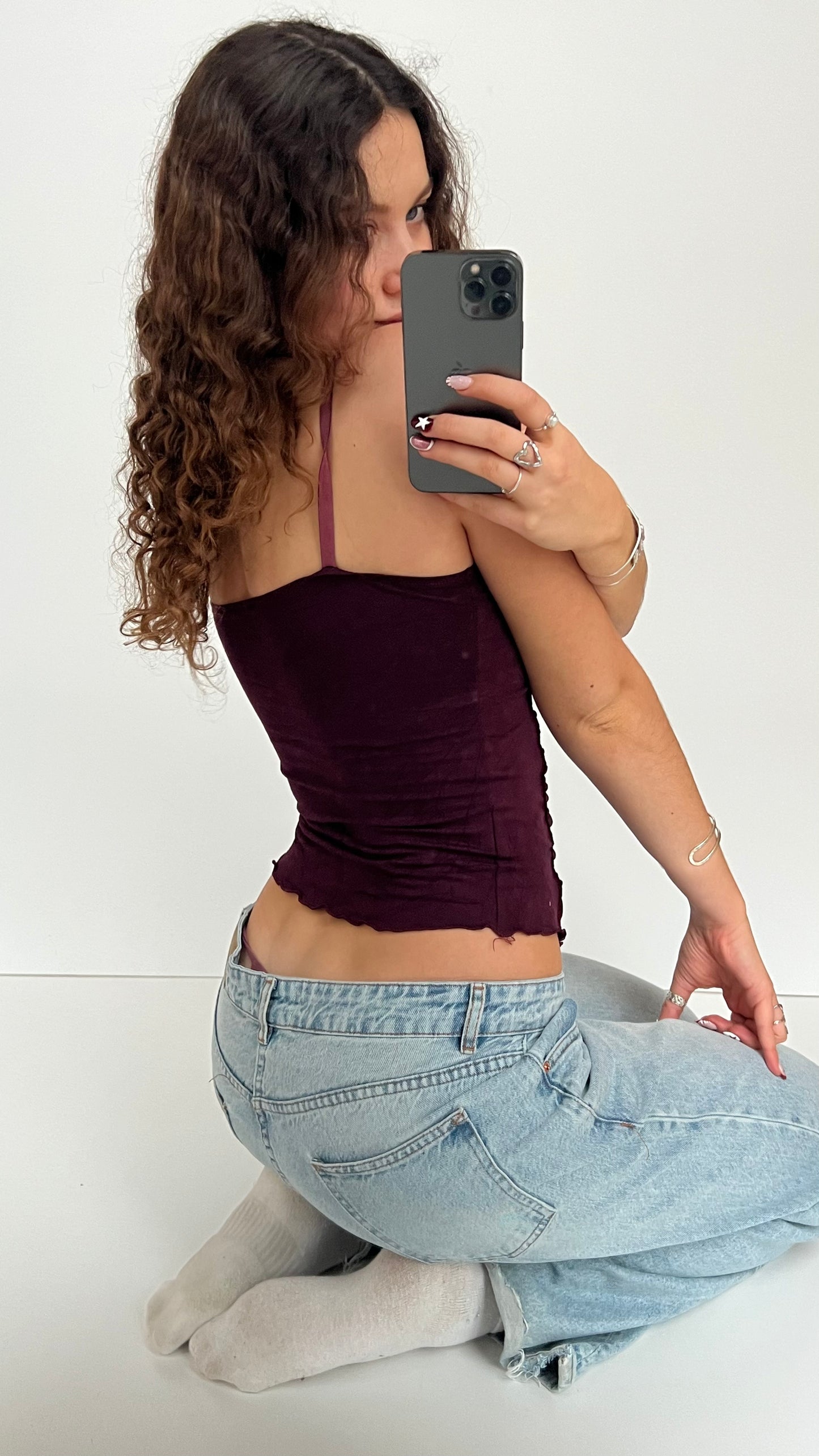 00s burgundy mesh cami- size M