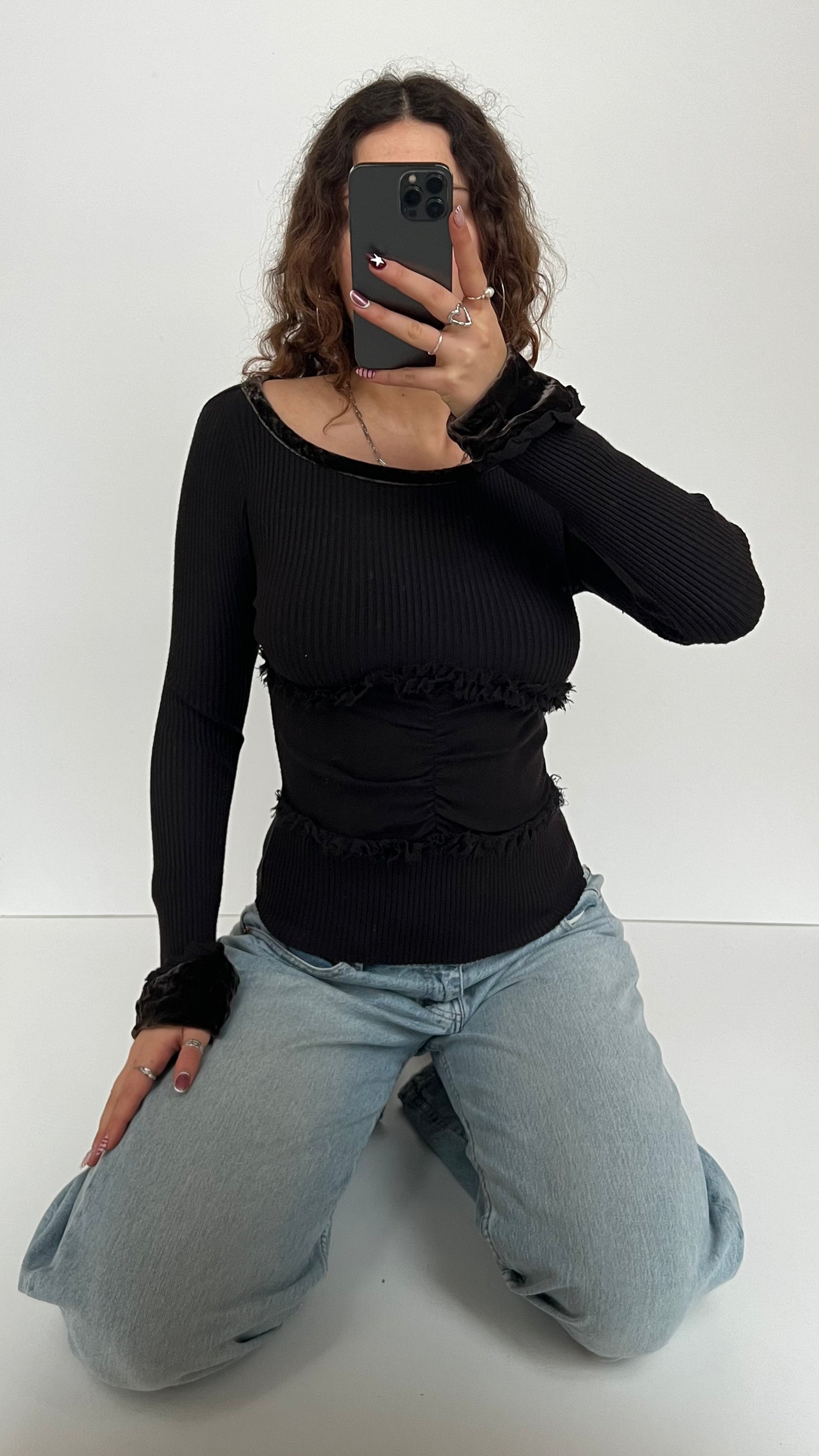 00s brown knit long sleeve top- size S