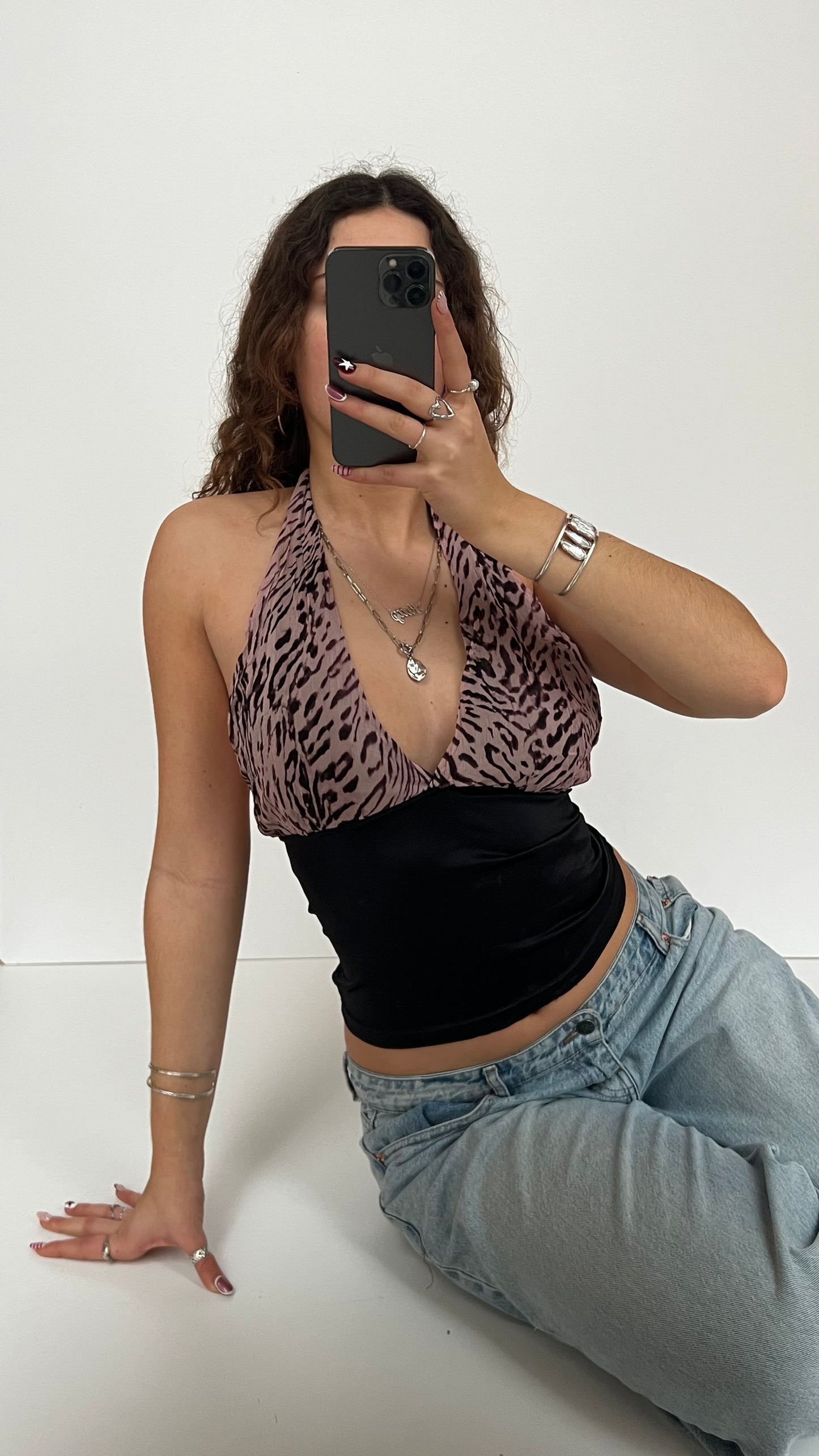 00s black satin cami- size S