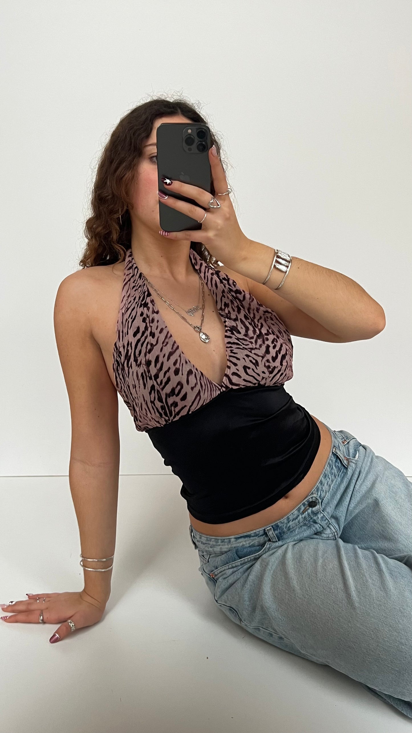 00s black satin cami- size S