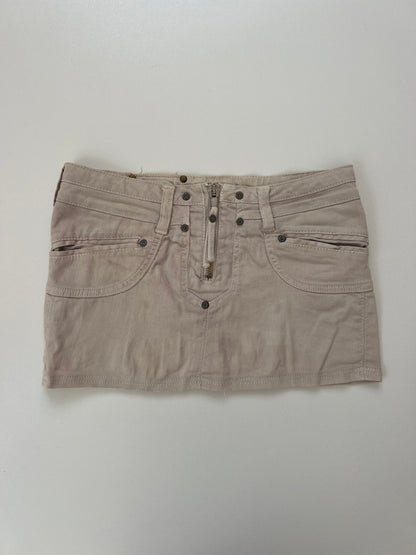 00s cream low rise denim mini skirt- size XS