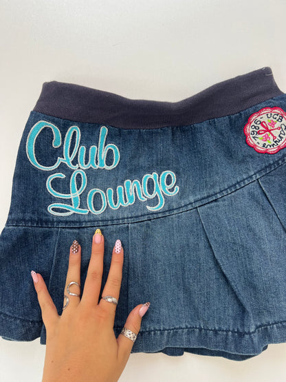 00s denim pleated mini skirt- size XS