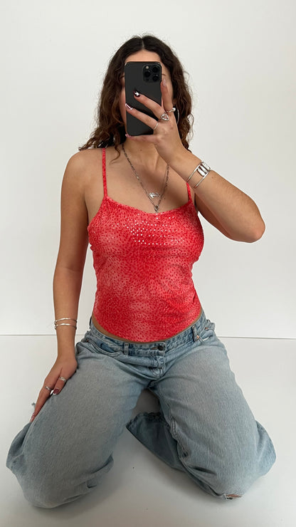 00s pink sequin cami- size L