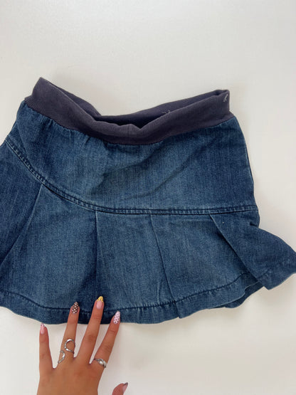 00s denim pleated mini skirt- size XS