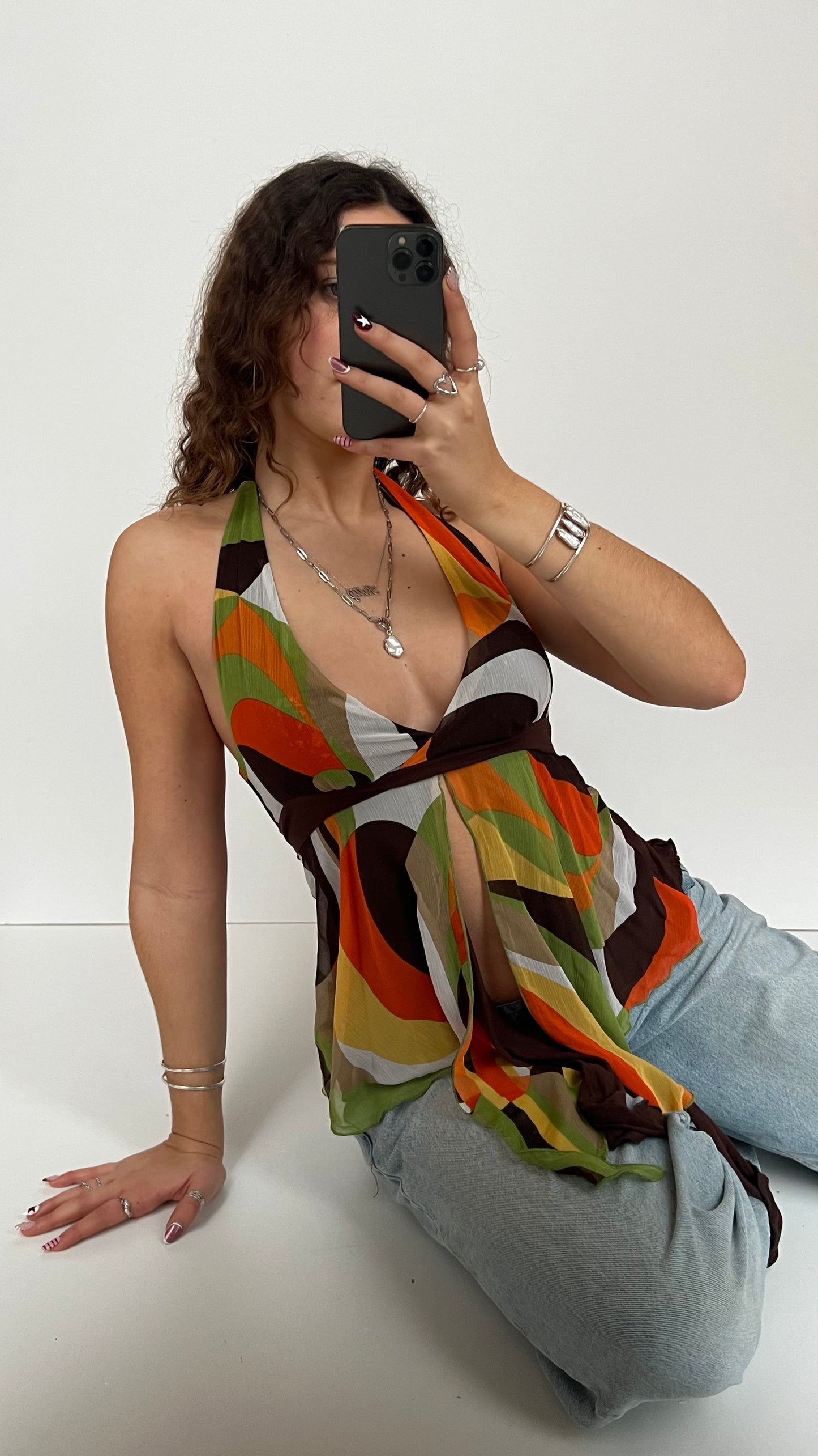 00s brown orange halter cami- size S