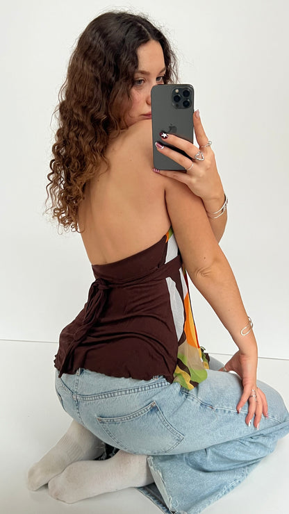 00s brown orange halter cami- size S