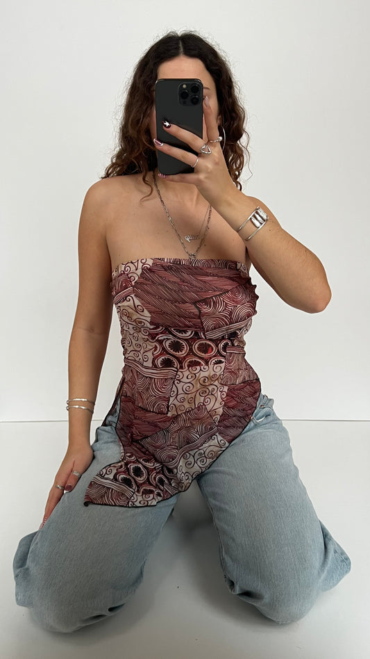 00s asymmetric red cami- size M