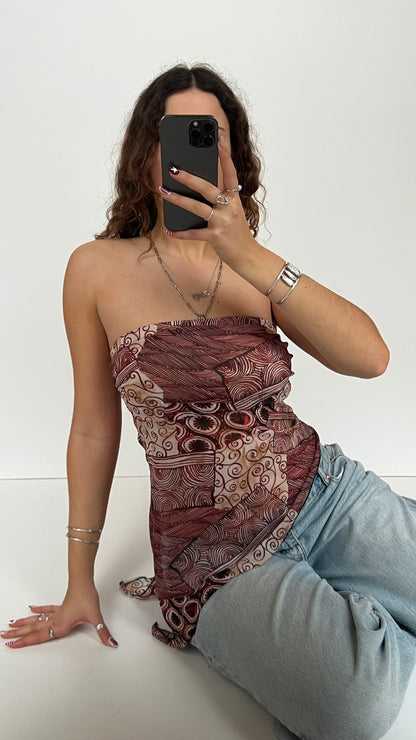 00s asymmetric red cami- size M