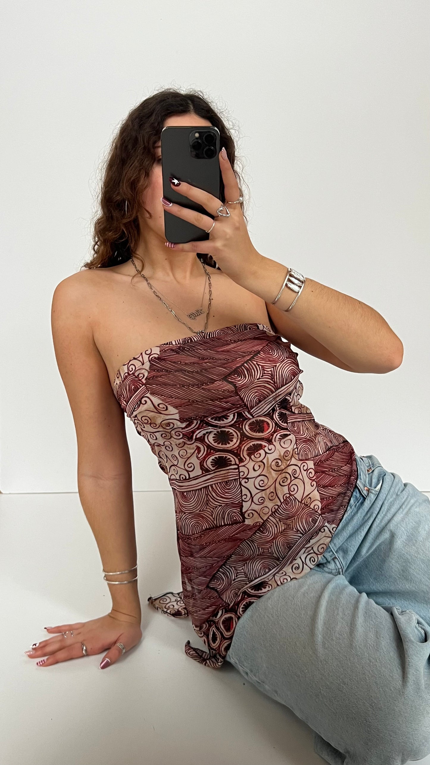 00s asymmetric red cami- size M