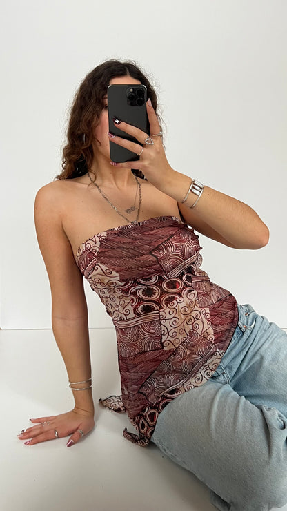 00s asymmetric red cami- size M