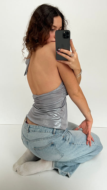 00s silver halter cami- size S