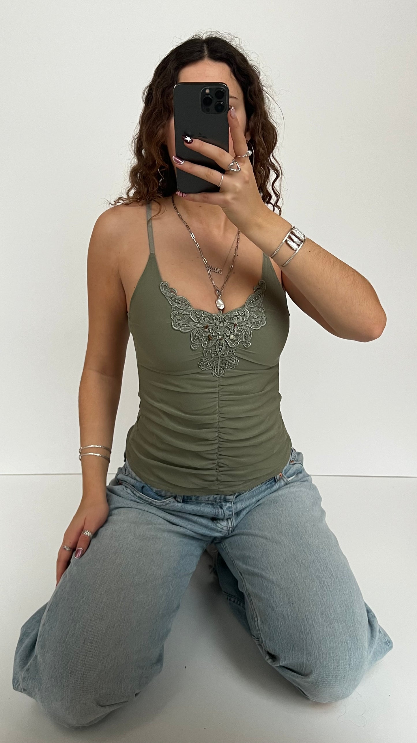 00s green mesh cami- size S
