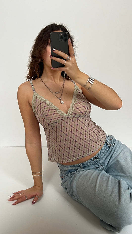 00s green purple mesh cami- size M/L