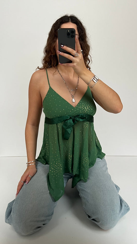 00s green mesh babydoll cami- size M