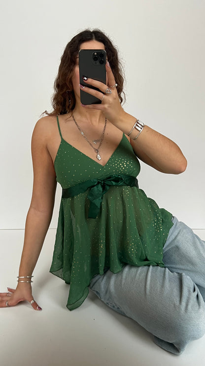 00s green mesh babydoll cami- size M