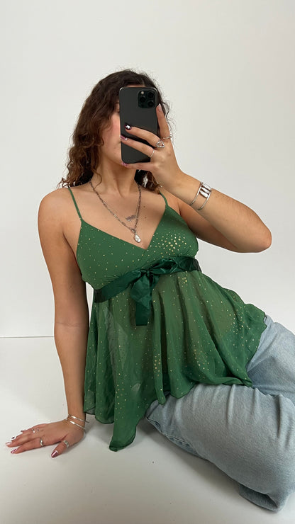 00s green mesh babydoll cami- size M