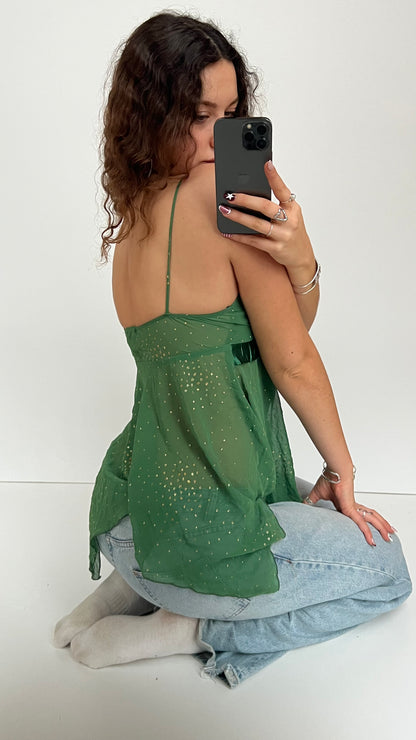 00s green mesh babydoll cami- size M