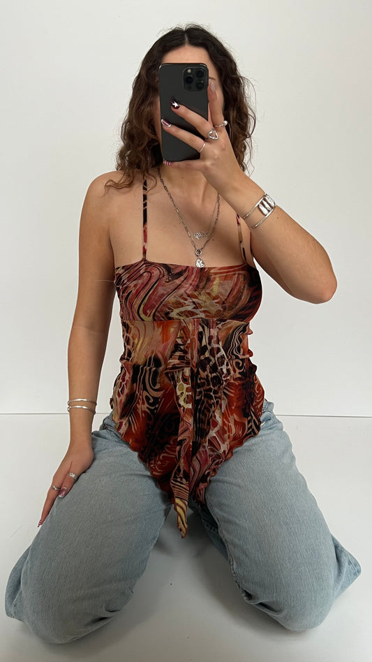 00s orange mesh cami- size S