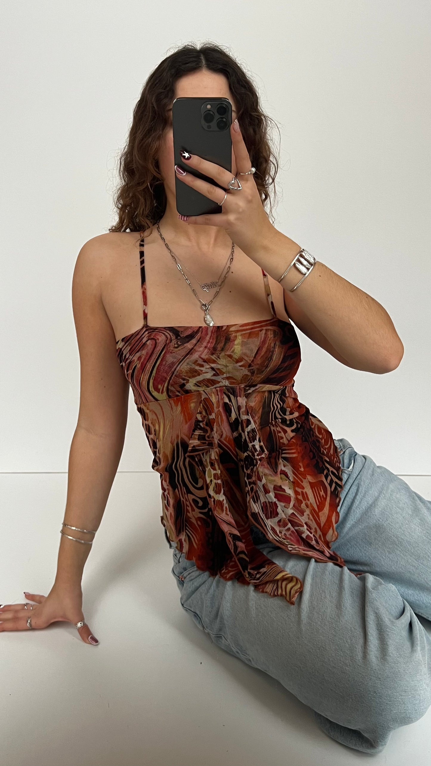 00s orange mesh cami- size S