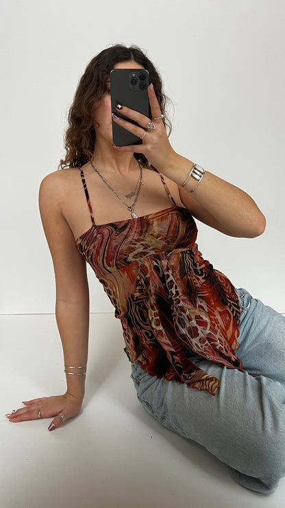 00s orange mesh cami- size S