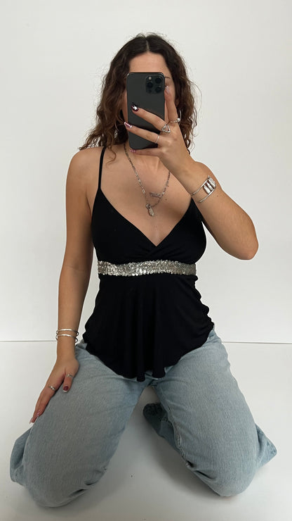 00s black sequin cami- size S