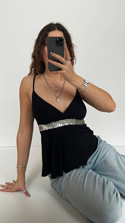 00s black sequin cami- size S