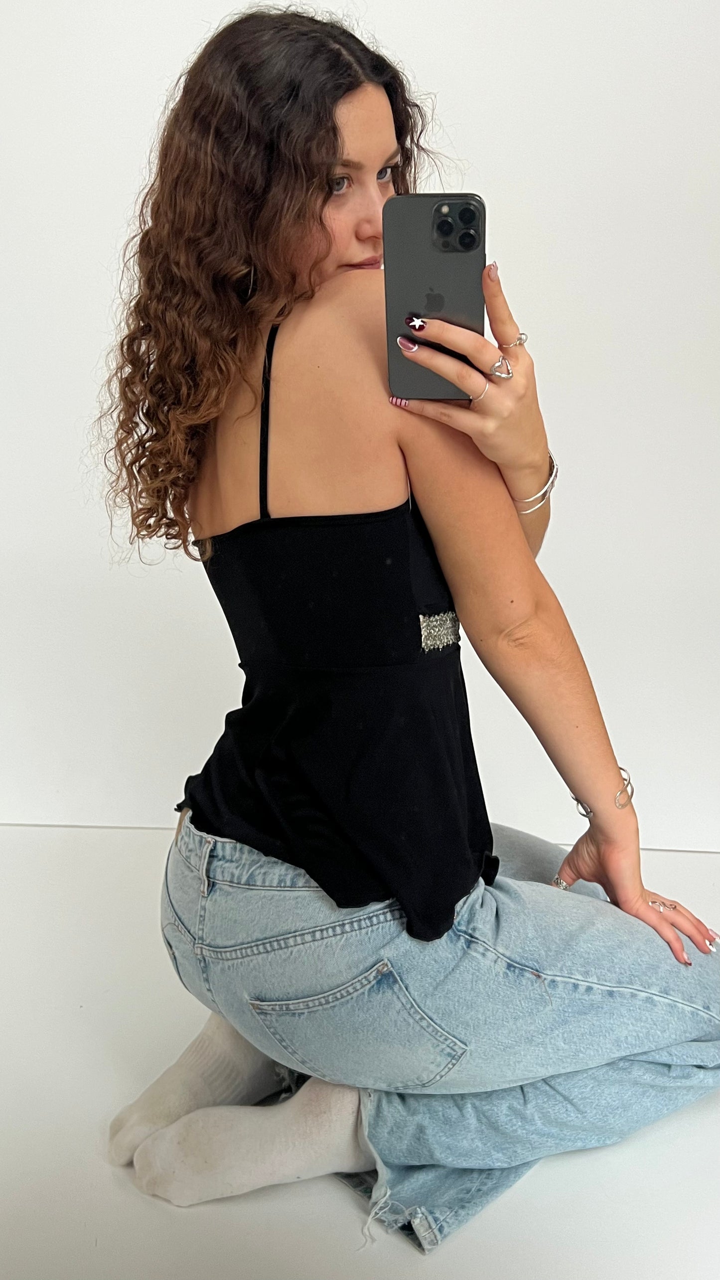 00s black sequin cami- size S