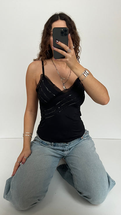 00s black sequin cami- size M