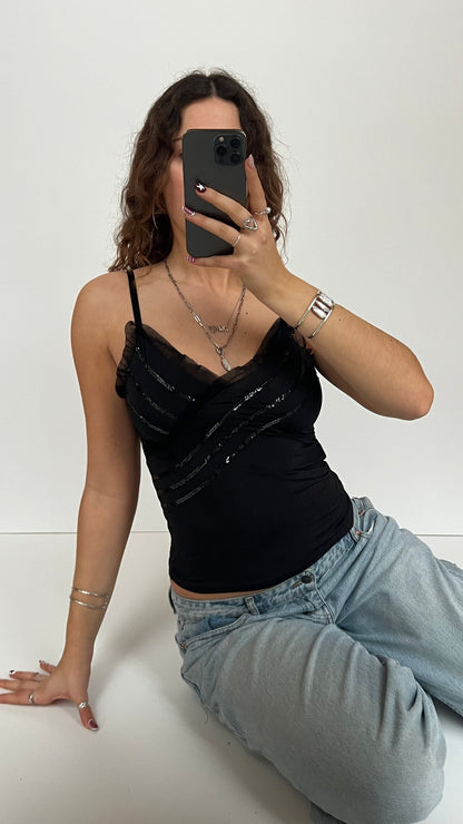 00s black sequin cami- size M