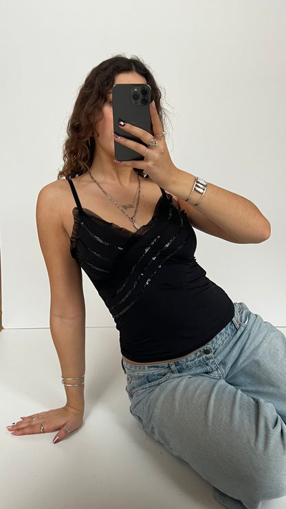 00s black sequin cami- size M