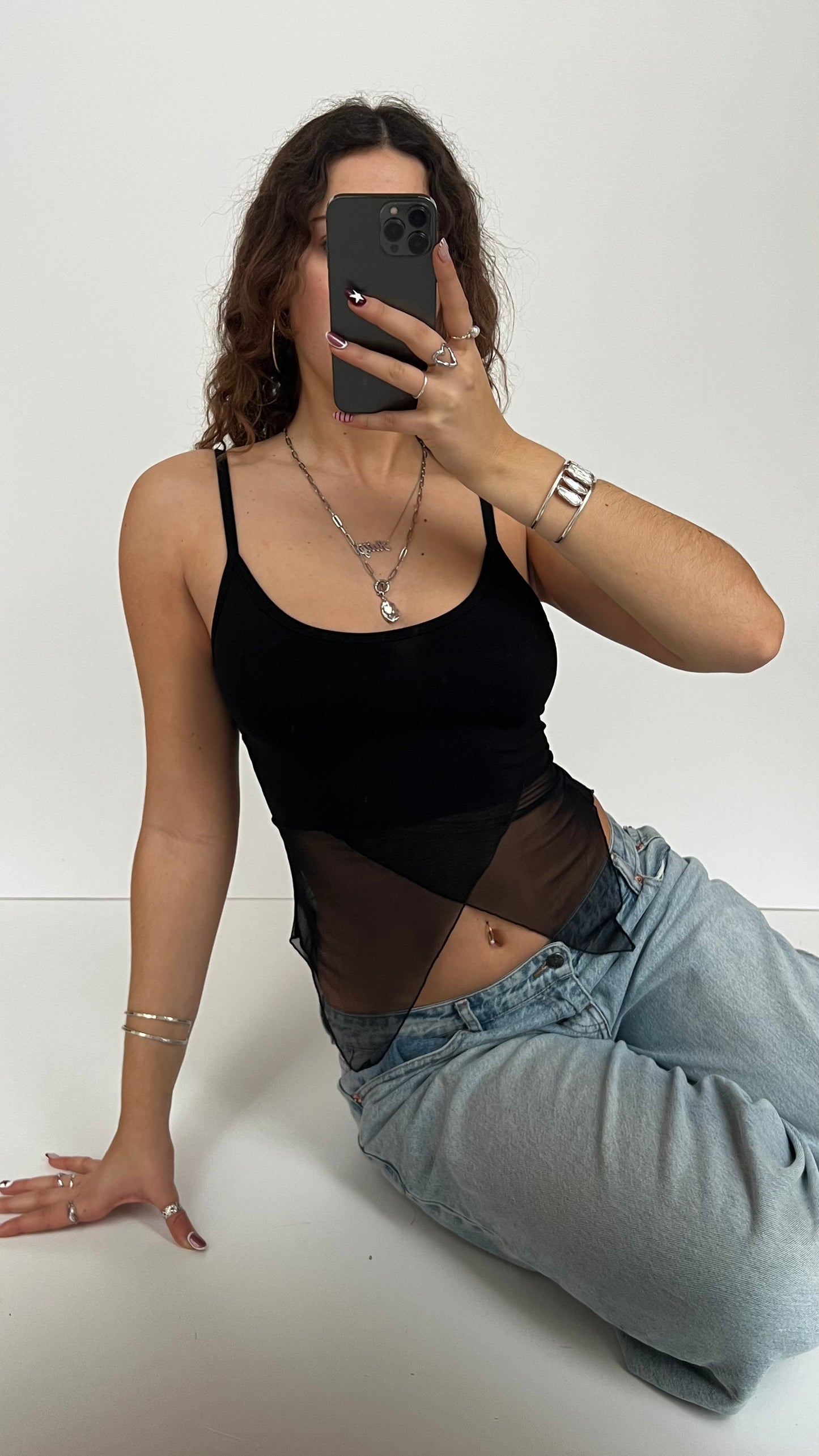 00s black mesh cami- size S