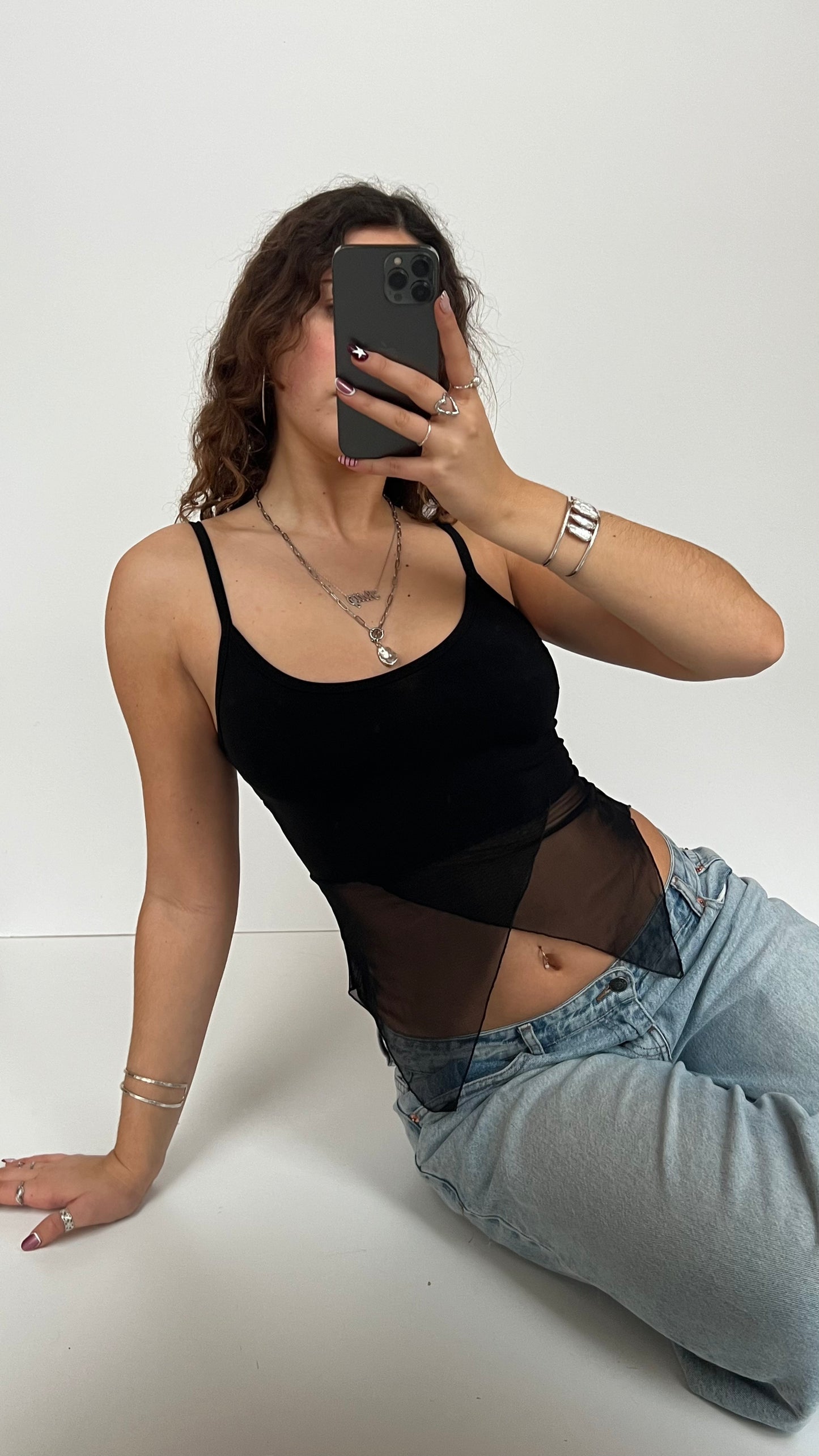 00s black mesh cami- size S