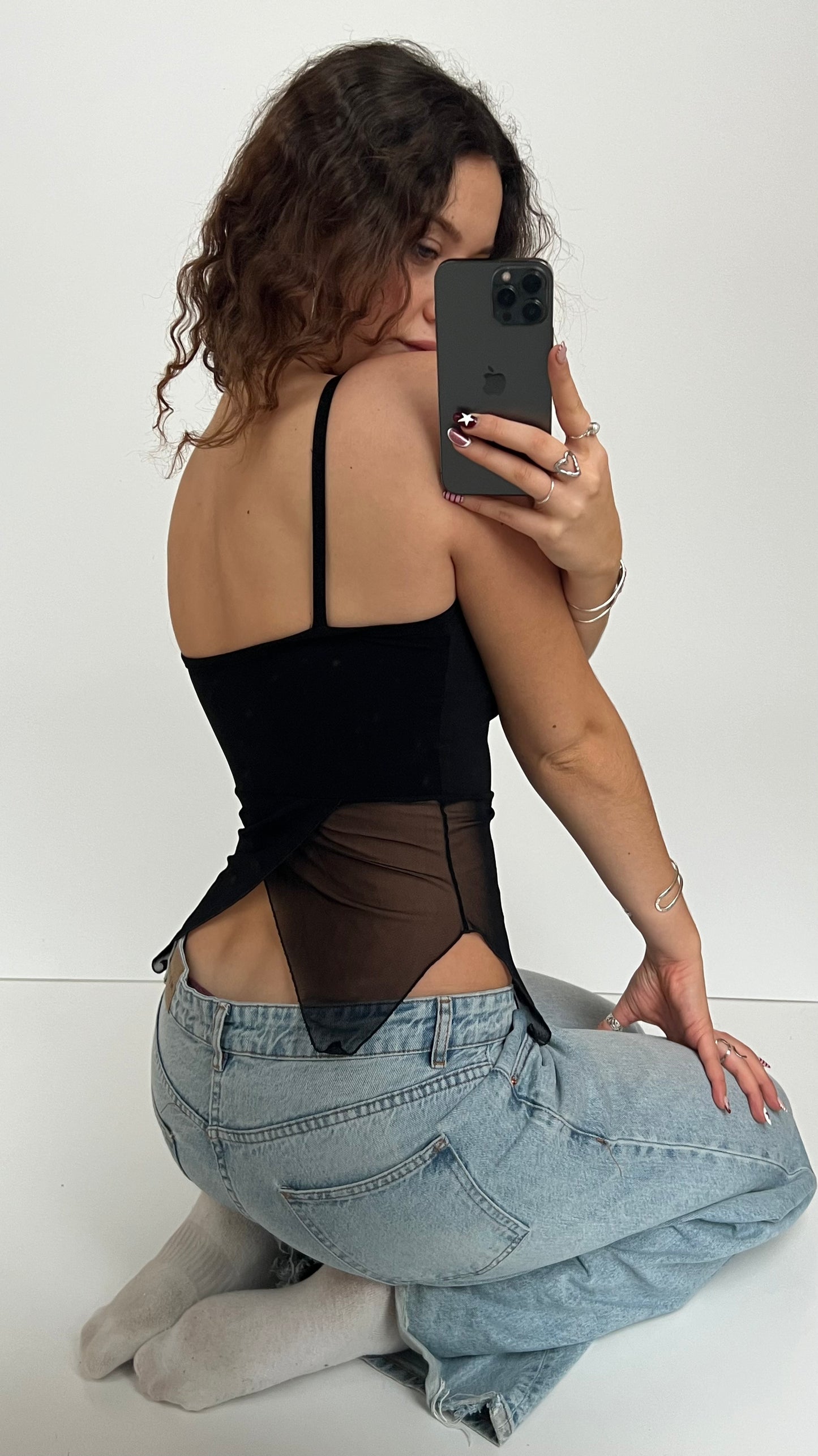 00s black mesh cami- size S