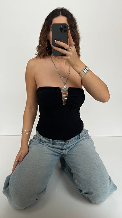 00s black diamanté cami- size M