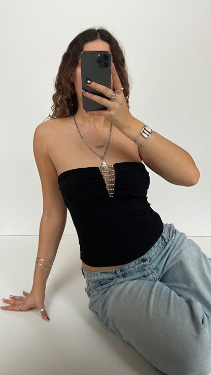 00s black diamanté cami- size M