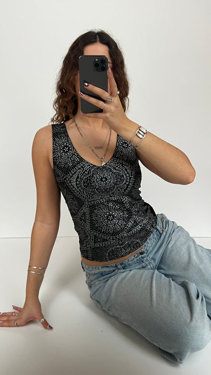 00s black glitter tank top- size S