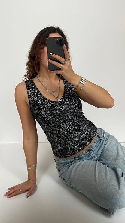 00s black glitter tank top- size S