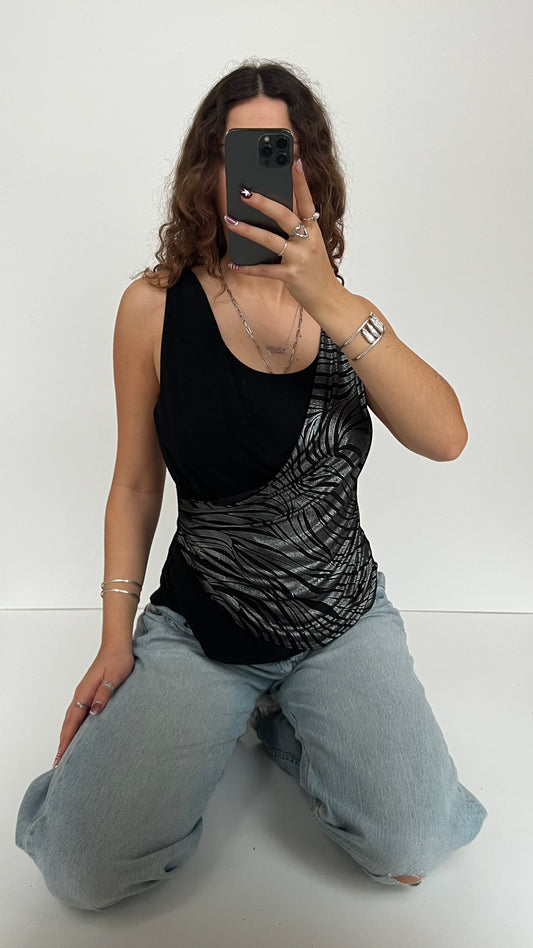 00s black cowl neck top- size L