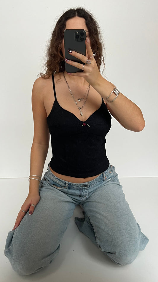 00s black lace cami- size S