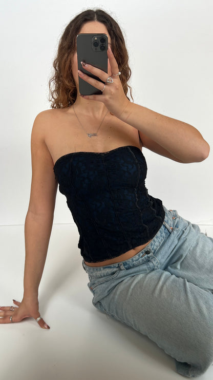 00s black blue lace cami- size S