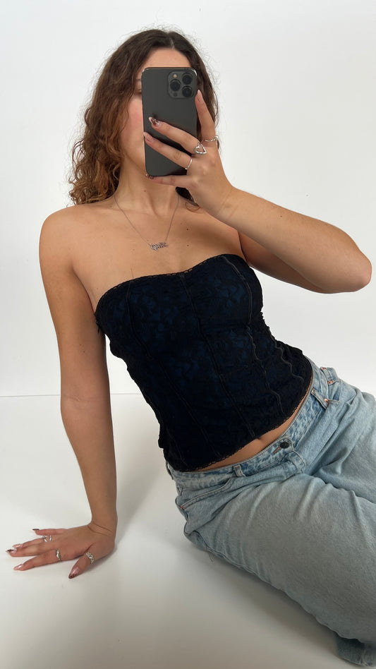 00s black blue lace cami- size S