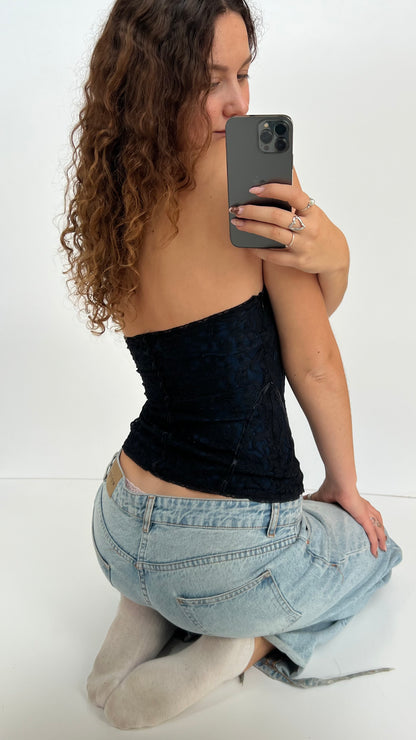 00s black blue lace cami- size S