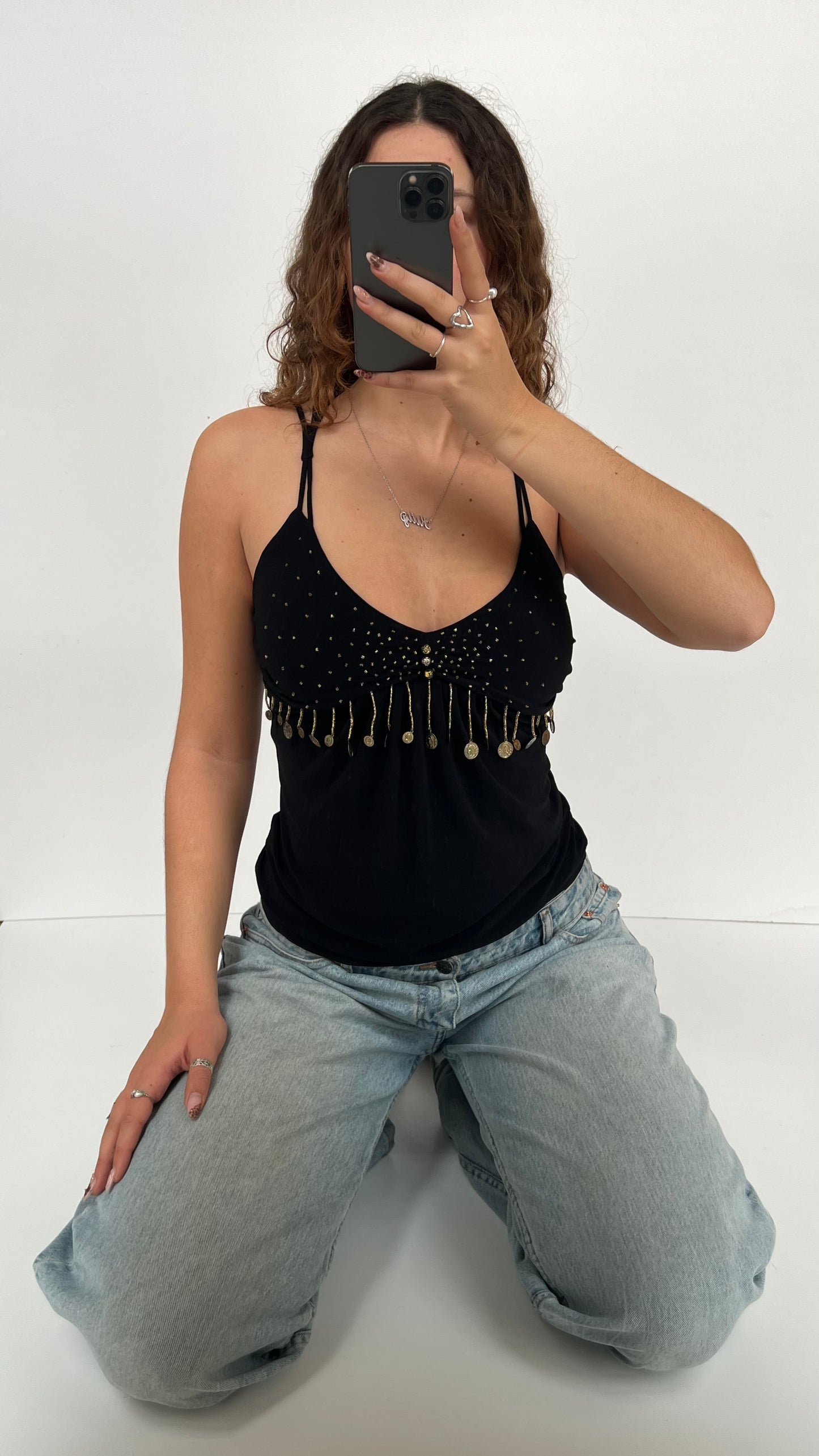 00s black charm cami- size S