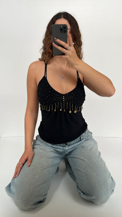 00s black charm cami- size S