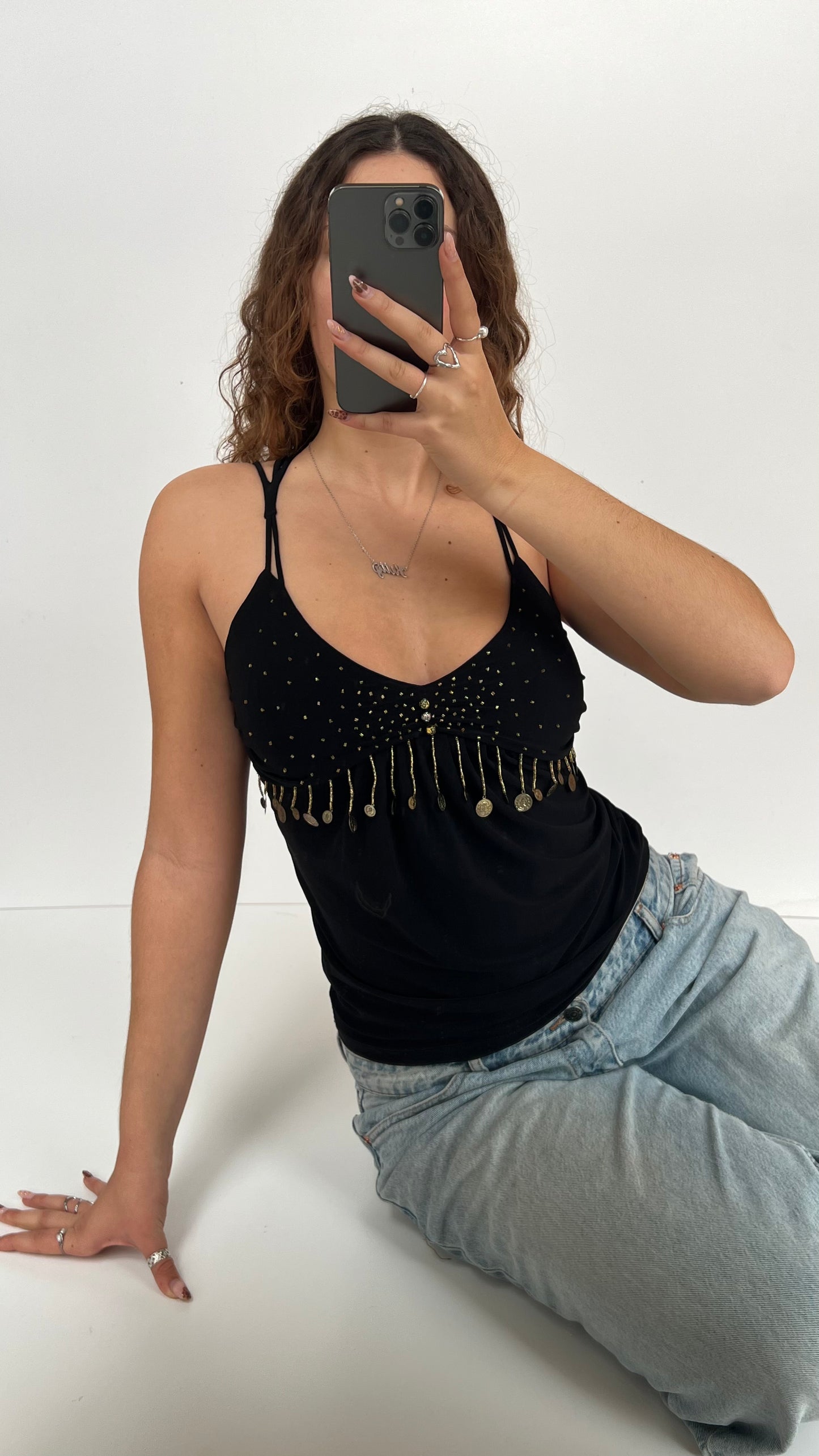 00s black charm cami- size S