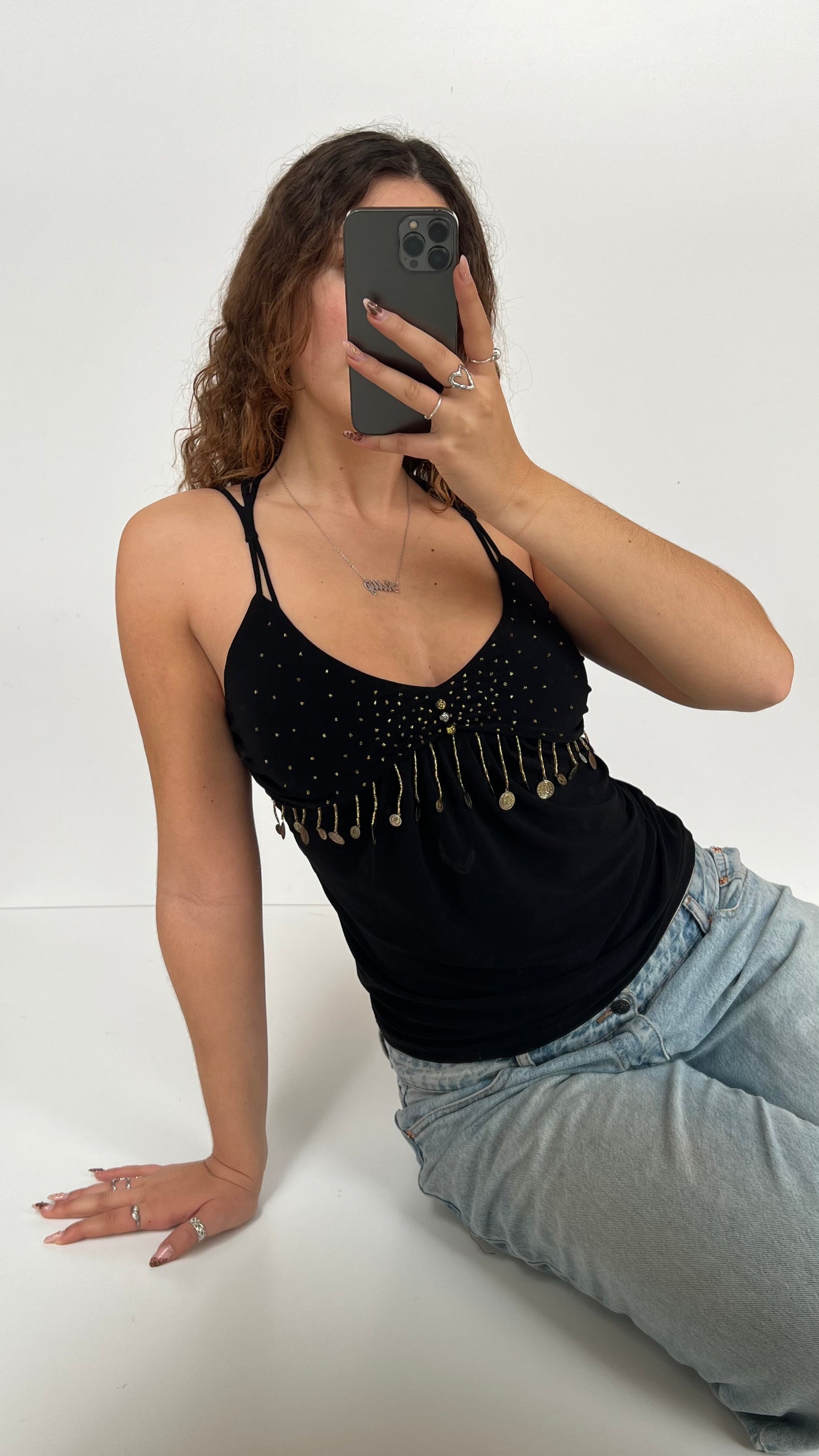 00s black charm cami- size S