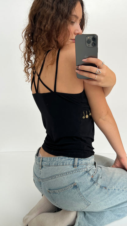 00s black charm cami- size S